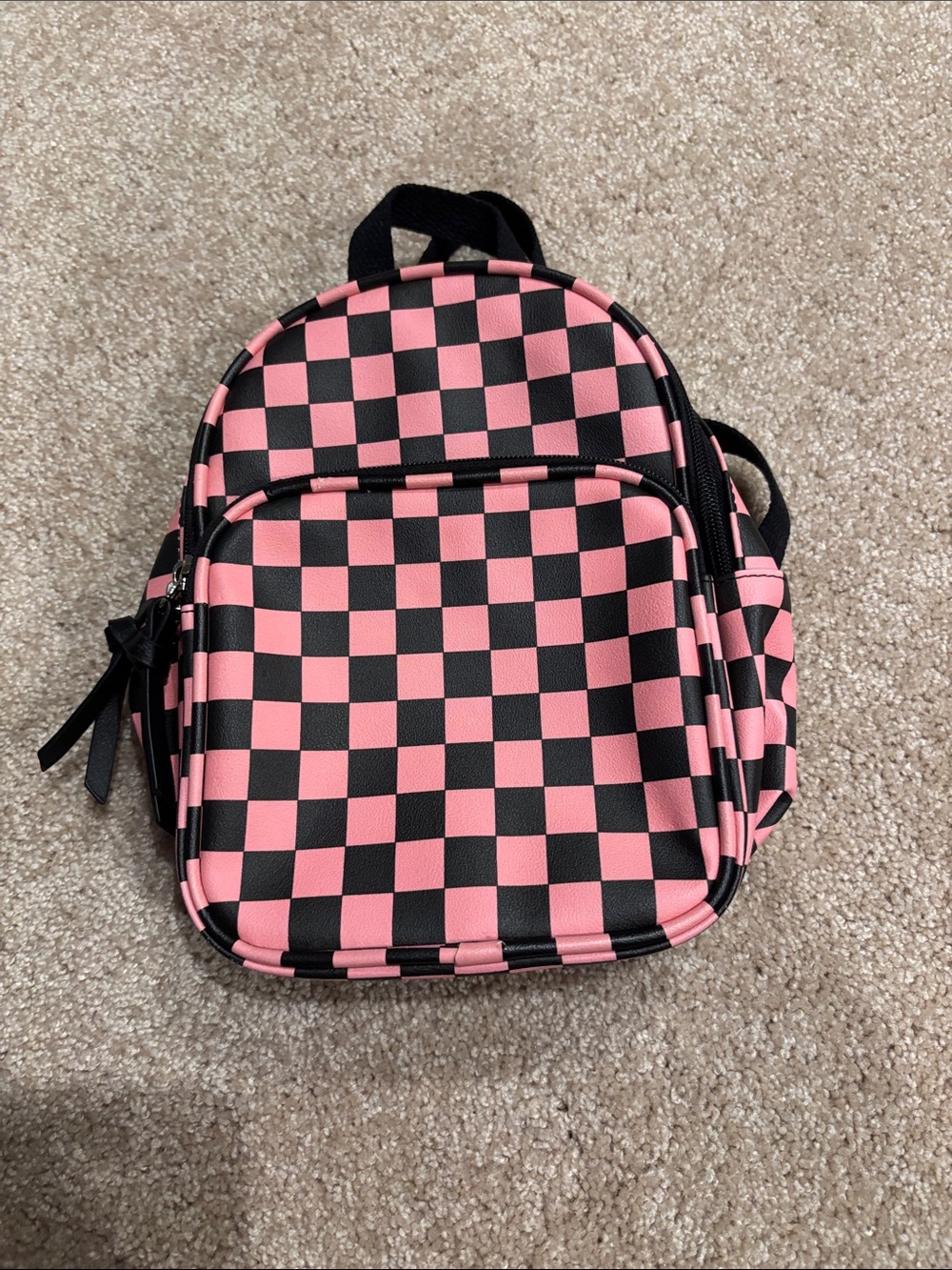 Pink and Black Checker Mini Backpack